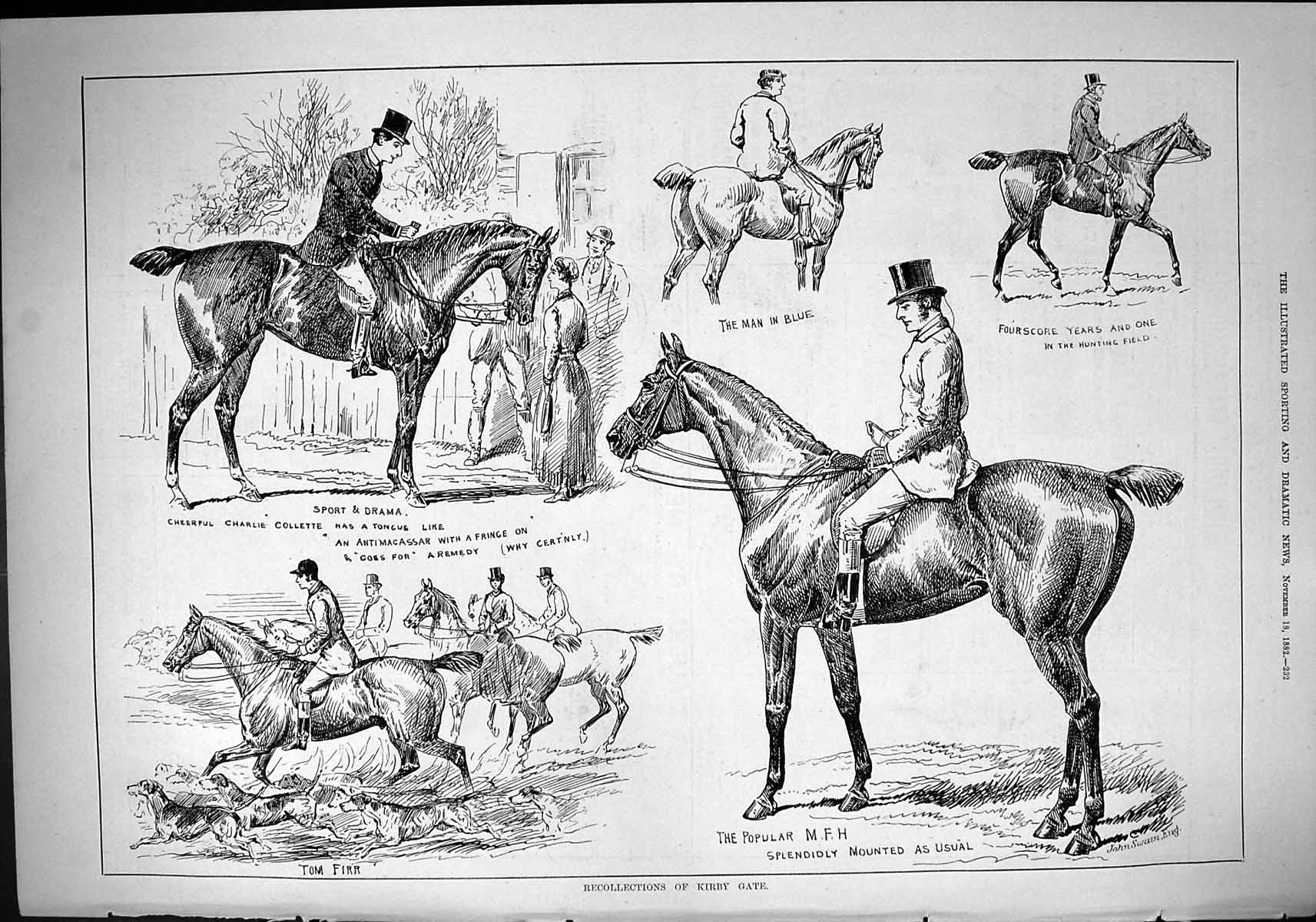 Old Sport 1882 Horse Racing M.F.H. Fourscore Charlie Collette Tom Fir Victorian