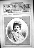 Original Old Antique Print 1882 Portrait Miss P. Bell Beautiful Woman Victorian