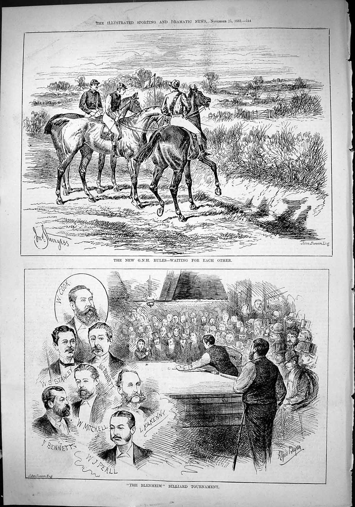 Old 1882 Belnheim Billiard Tournament Kilkenny Stanley Bennett Mitche Victorian