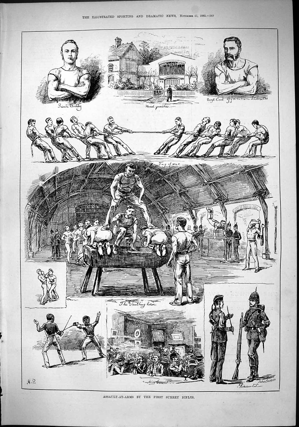Old 1882 Assault-At-Arms First Surrey Rifles Boddy Cook Tug War Vault Victorian