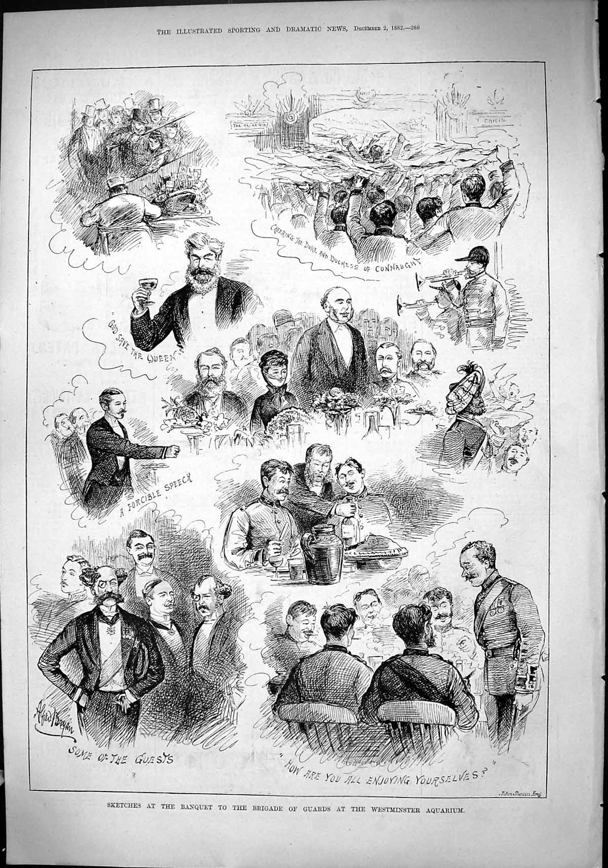 Old 1882 Banquet Brigade Guards Westminster Aquarium Duchess Connaugh Victorian