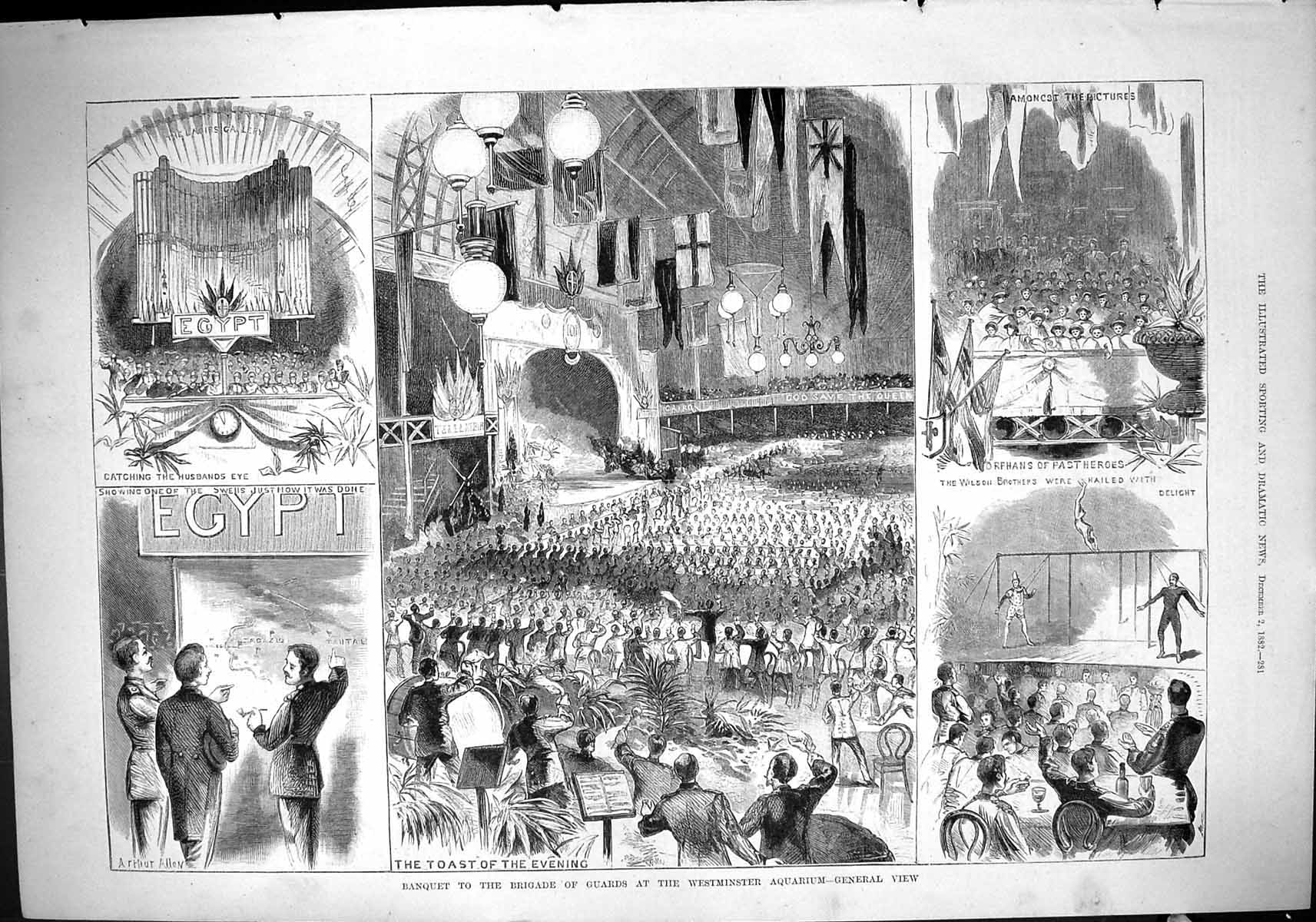 Old 1882 Banquet Brigade Guards Westminster Aquarium Egypt Wilson Bro Victorian