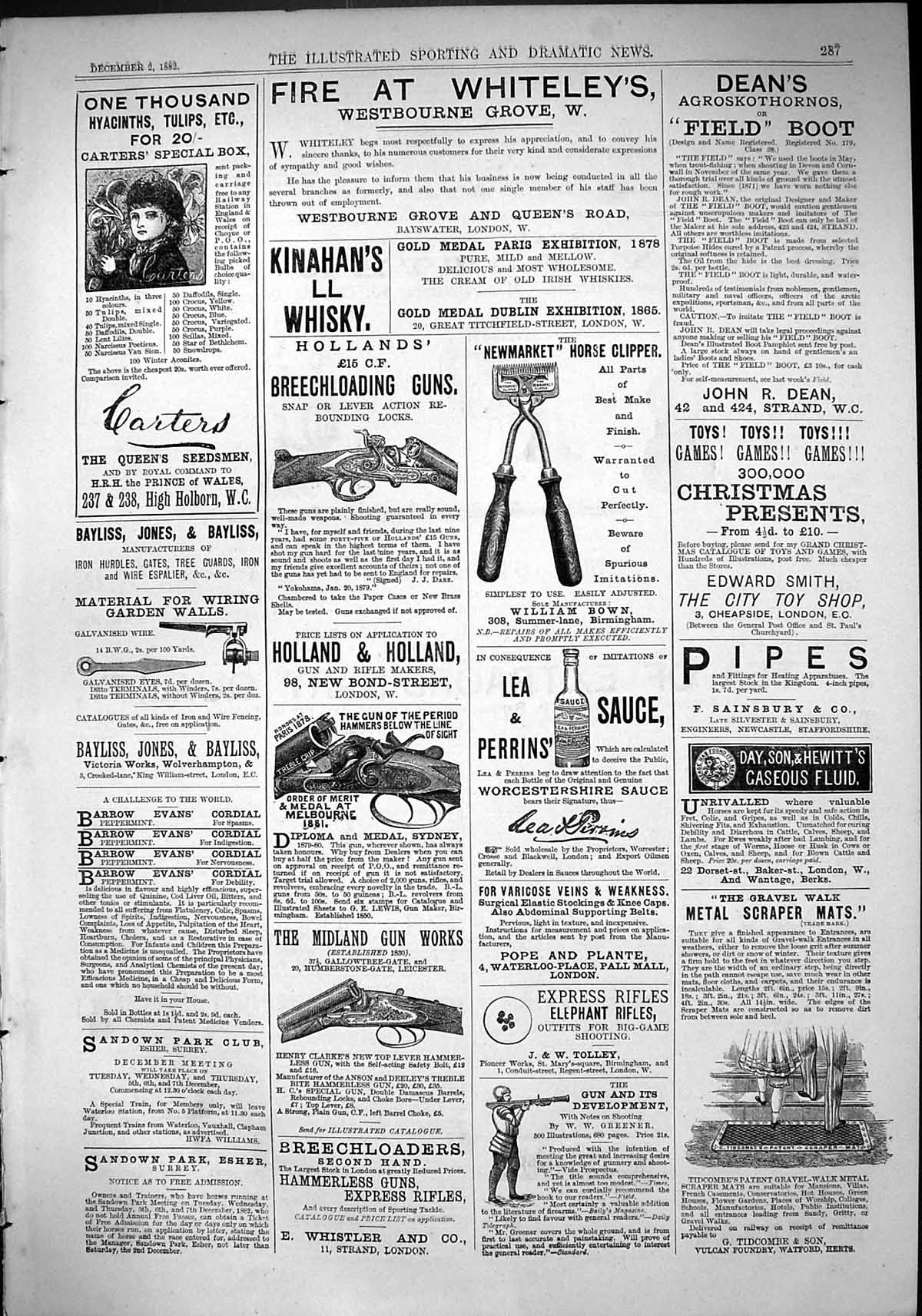 Old 1882 Newmarket Horse Clipper Lea Perrins Gun Bayliss Carters Bulb Victorian