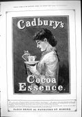 Antique Old Print 1882 Cadbury'S Cocoa Essence Lady Drinking Chocolate Cup 19th