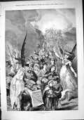 Old Antique Print 1882 Holiday Vision Heroes Pantomimes Actors Procession 19th