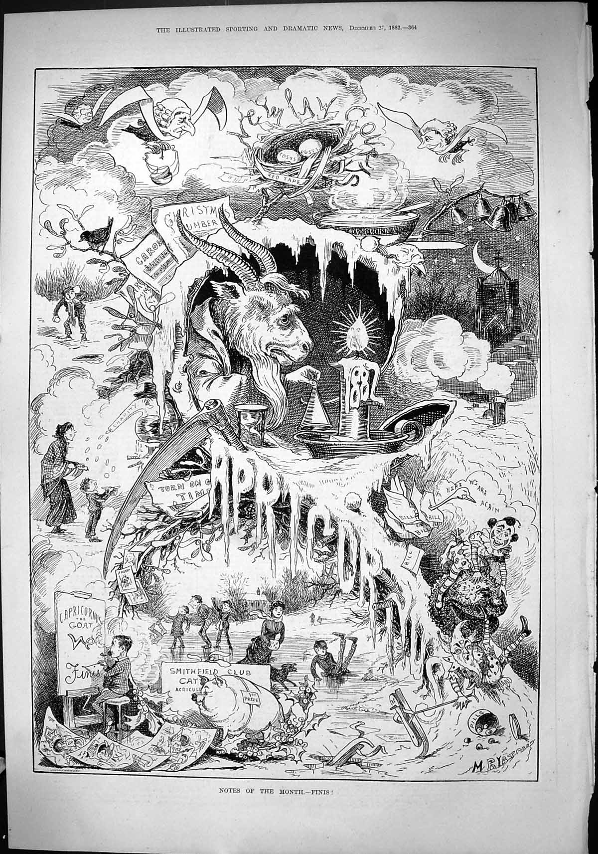 Old Notes The Month 1882 Smithfield Club Cattle Show Goat Candle Chri Victorian