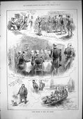 Antique Old Print Court Martial Ship Navy Sailors Officers Boat Admirals 1882