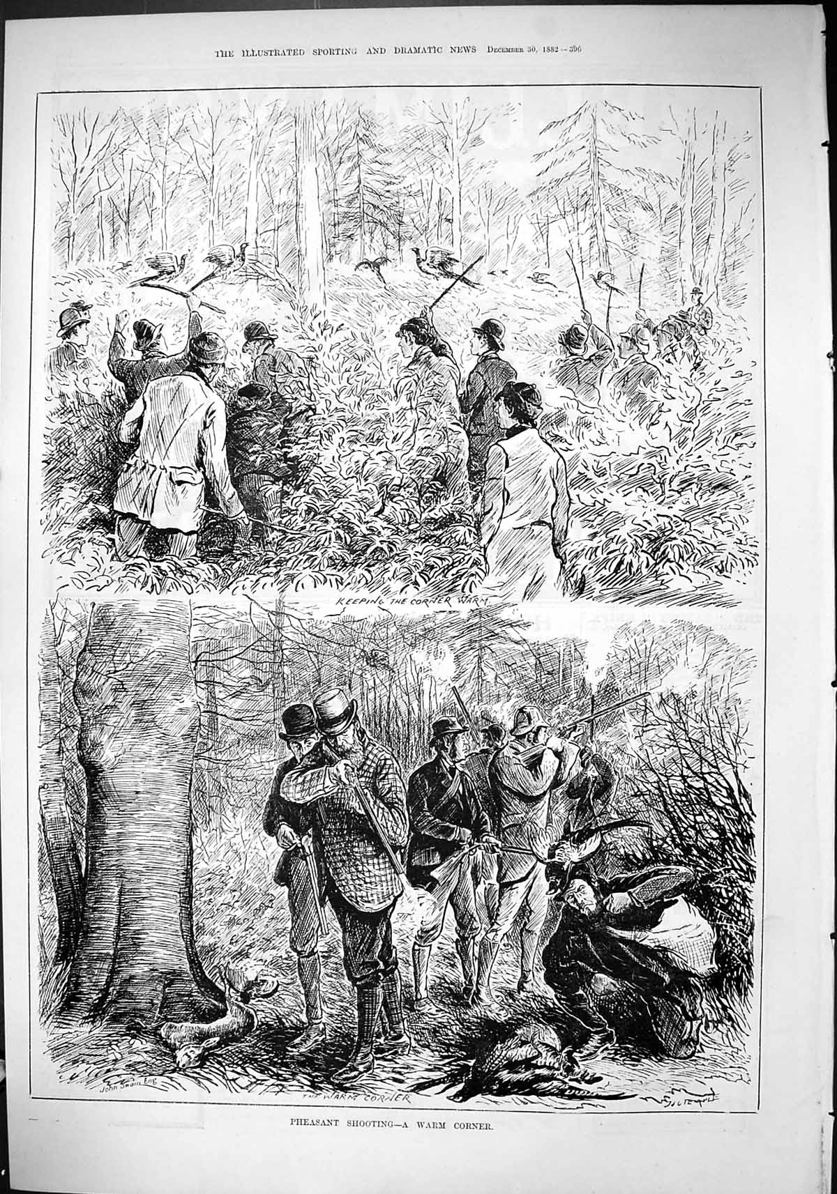 Old Sport 1882 Pheasant Shooting Birds Hunting Men Rifles John Swain Victorian