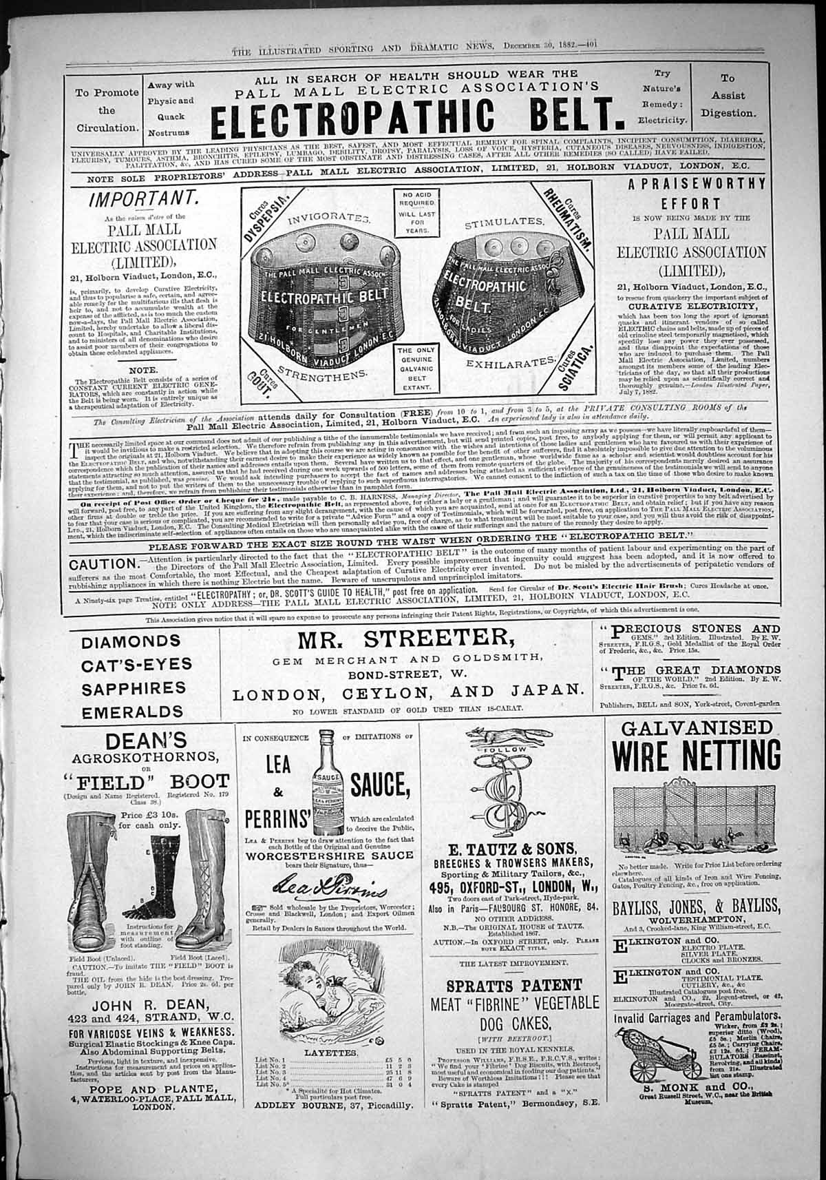 Old 1882 Electropathic Belt Lea Perrins Monk Carriages John Dean Boot Victorian