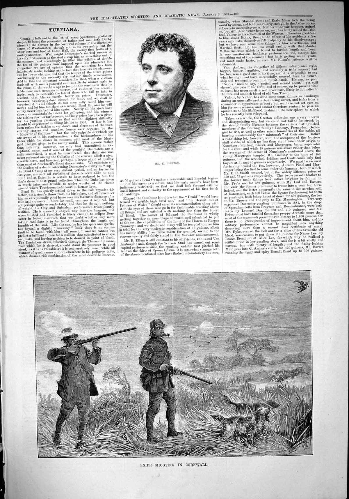 Old 1883 Mr Righton Snipe Shooting Cornwall Hunting Birds Dogs Sport Victorian