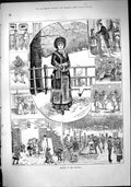 Old 1883 Winter Country Scene Ice Skating Sledge Snowman Children Joh Victorian