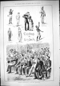 Old Antique Print 1883 Christmas Entertainemnt Dreadnought Ship Dry Dock 19th
