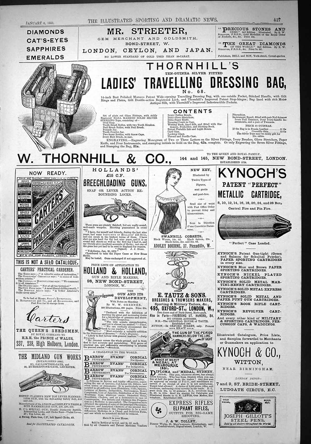 Old Print 1883 Thornhill Kynoch Streeter Carters Seeds Midland Gun Works 19th
