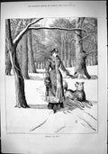 Old Antique Print 1883 Lady Pet Dog Walking Through Wood Cyril Hailward 19th