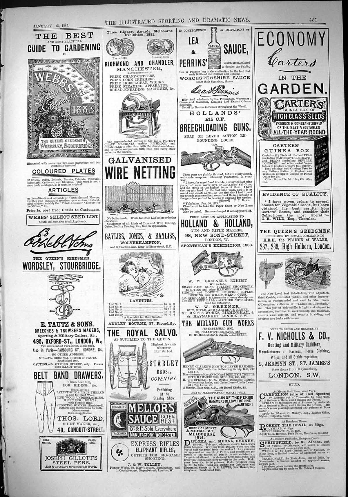 Old 1883 Webbs Wordsley Gillott Salvo Holland Guns Lea Perrins Carter Victorian