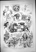 Old 1883 Yellow Dwarf Majesty Theatre Doll'S Quadrille Elephants Cost Victorian