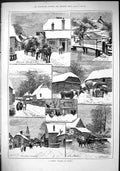 Old Surrey Village Winter Scene Farmyard Chickens Gathering Fuel 1883 Victorian