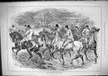 Old Antique Print Sport 1883 Rain Wind Mud Water Hunting Horses Huntsmen 19th