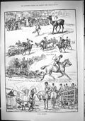 Antique Old Print Sport 1883 Hunting Hounds Stags Deer Huntsmen John Swain 19th