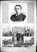 Antique Print 1883 Mr Archer Marriage Miss Dawson Cambridge Station Church 19th