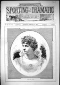 Original Old Antique Print 1883 Portrait Miss Vere Carew Beautiful Woman 19th