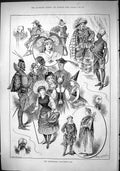Antique Old Print 1883 Bolingbroke Fancy Dress Ball Costumes Entertainment 19th
