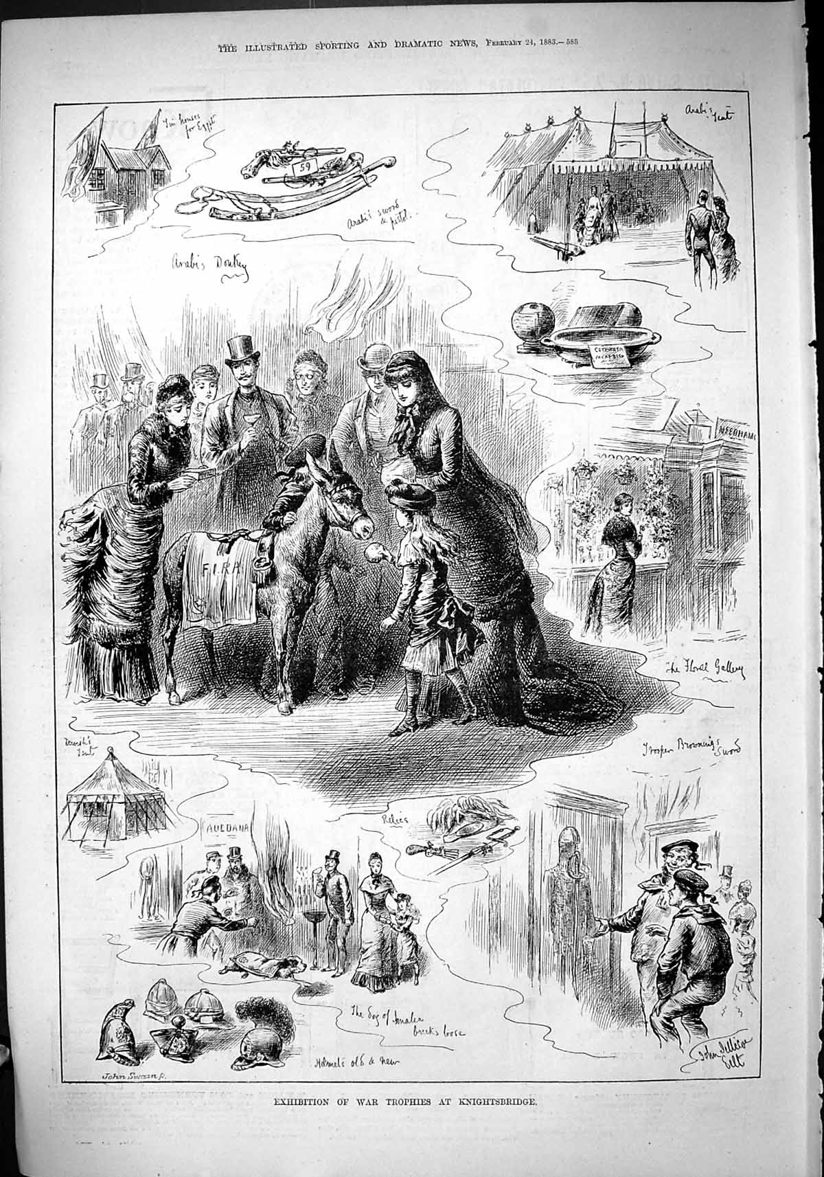 Old 1883 Exhibition War Trophies Knightsbridge Donkey Floral Gallery Victorian