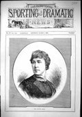 Original Old Antique Print 1883 Portrait Beautiful Woman Mrs Edward Saker 19th