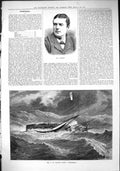 Old 1883 Barrett Ship Wreck Mr. Platt Yacht Norseman Stormy Sea Scene Victorian