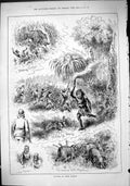 Original Old Antique Print Sport 1883 Hunting Upper Burmah Elephants Pigmies