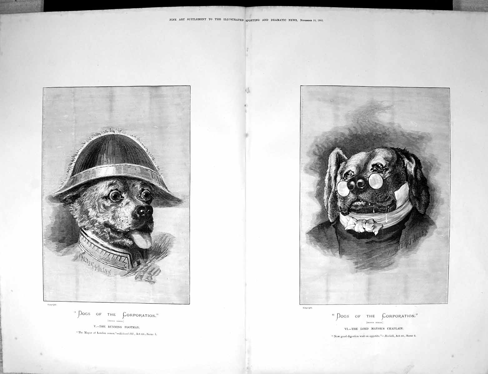 Antique Print 1882 Dogs Corporation Running Footman Lord Mayor'S Chaplain 19th
