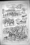 Old 1883 Hunting Cottesmore Hounds Dogs Horses Huntsmen Sport Antuque Victorian