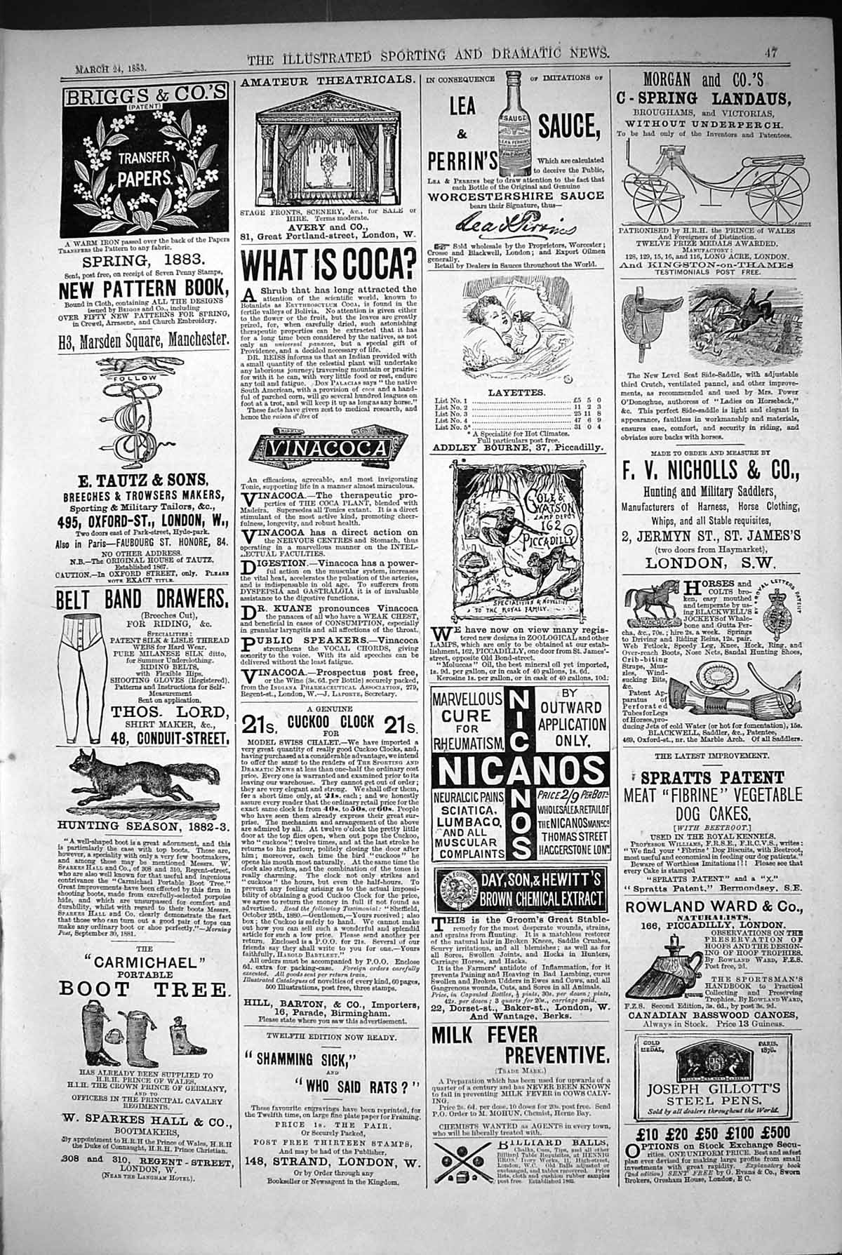 Old 1883 Advertisement Briggs Lea Perrins Sauce Billiard Balls Spratt Victorian