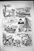 Old 1883 Marquis Lorne Salmon Fishery New Brunswick River Canoe Camp Victorian