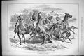 Old Antique Print 1883 Scrimmage On The Bend Horse Racing Sport Jockeys 19th