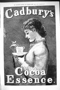 Old 1883 Advertisement Cadbury'S Cocoa Essence Beautiful Woman Cup Sa Victorian