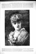Original Old Antique Print 1883 Portrait Study Beautiful Woman 19th