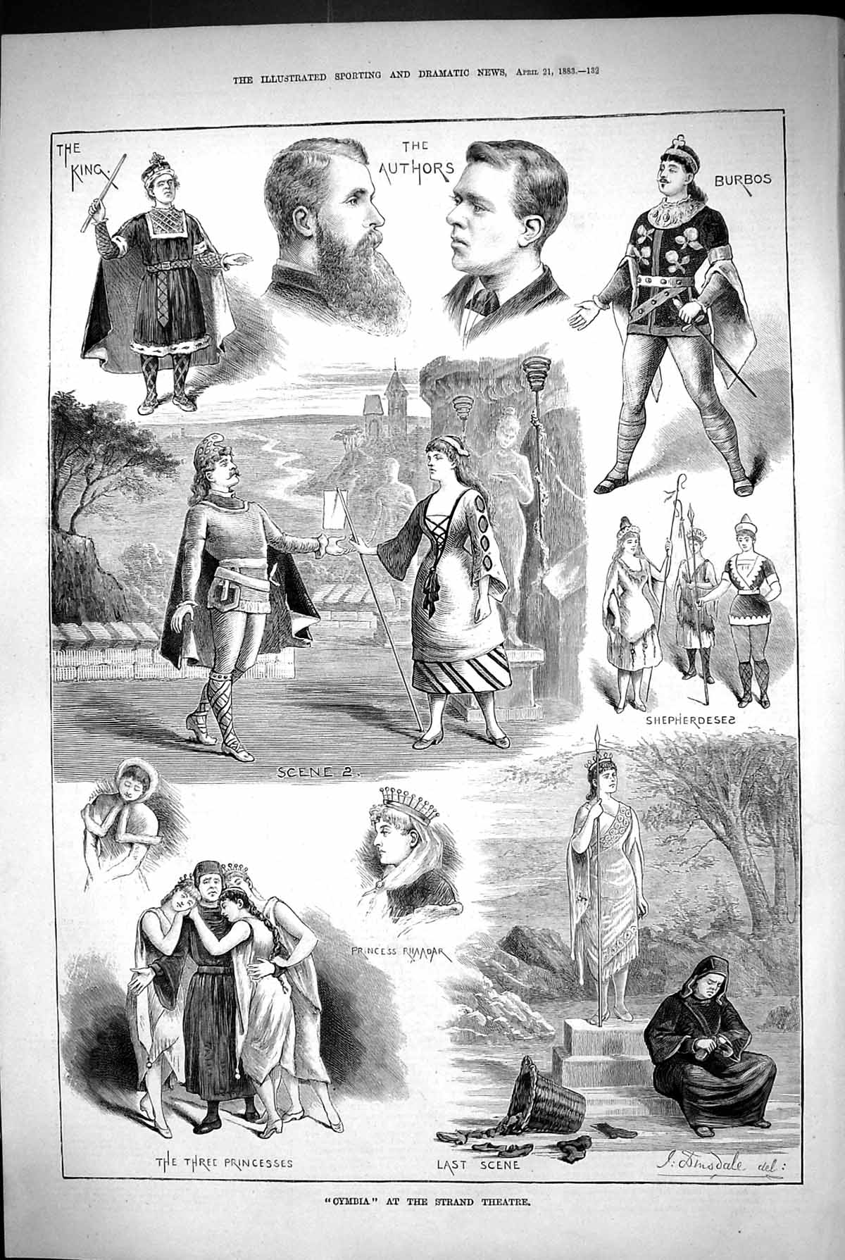 Old 1883 Scene Cymbia Strand Theatre Princess Rhaadar Burbos King Aut Victorian