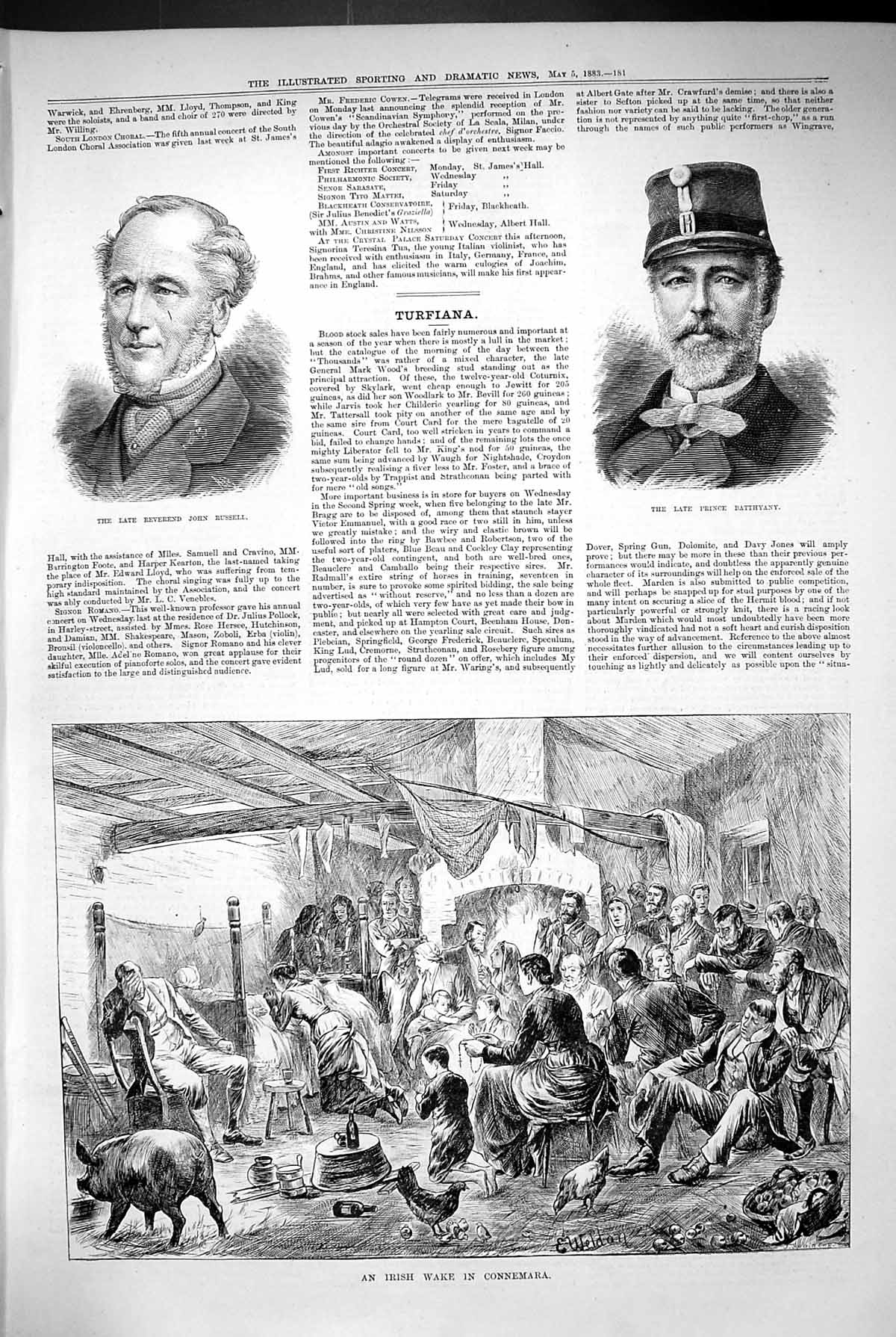 Old 1883 Portrait Reverend John Russell Prince Batthyany Irish Wake C Victorian