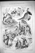Original Old Antique Print 1883 Lady Clare Scene Globe Theatre Actors Victorian