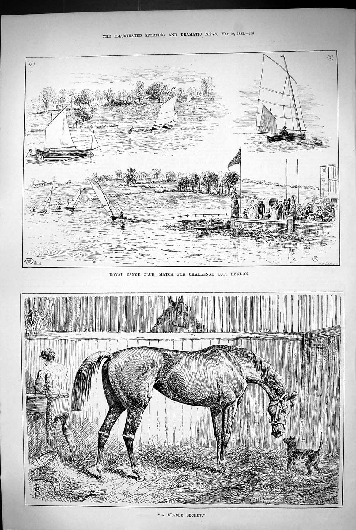 Old 1883 Royal Canoe Club Challenge Cup Hendon Stable Secret Horse Pe Victorian
