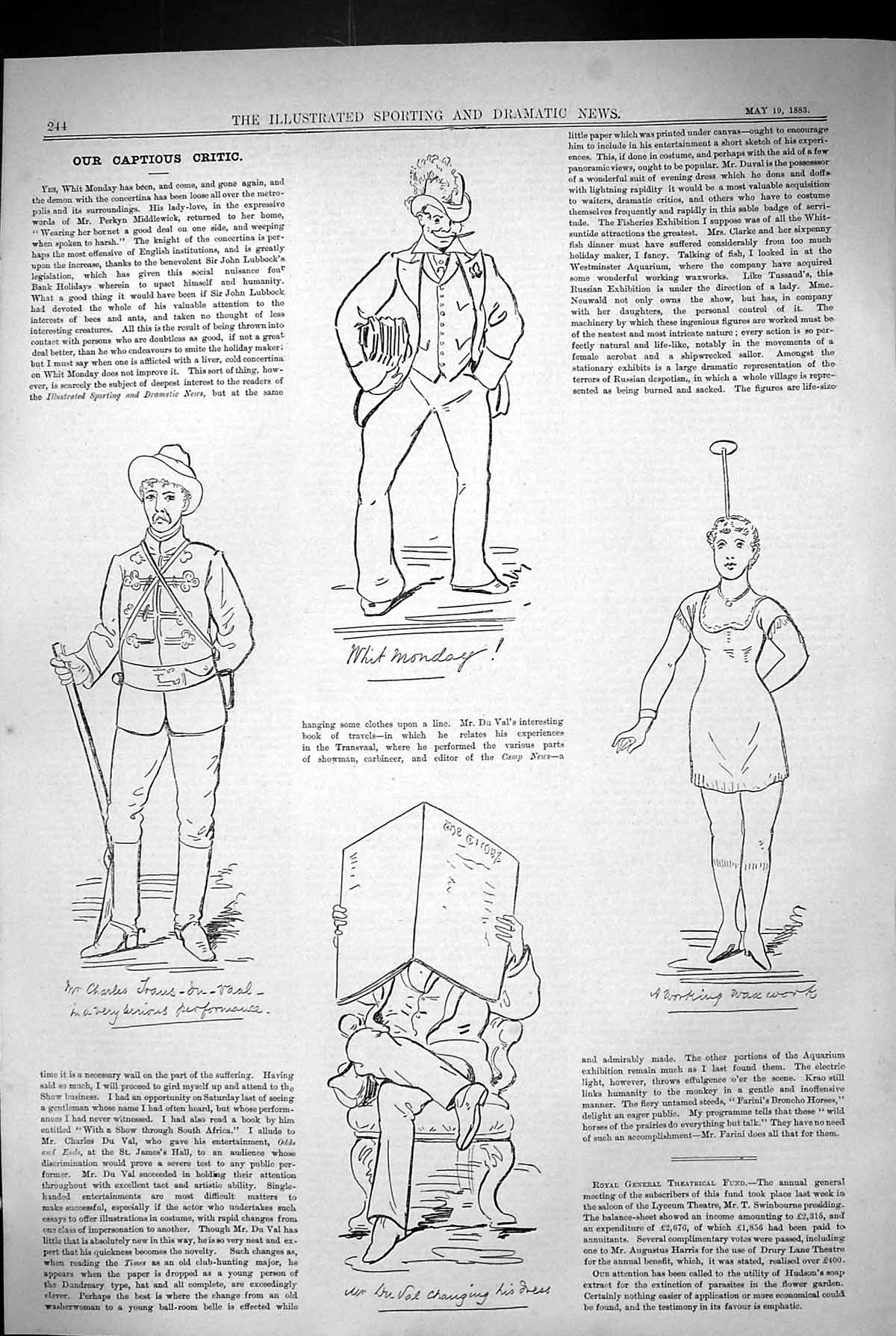 Antique Print 1883 Captious Critic Theatre Sier Whit Monday Working Waxwork