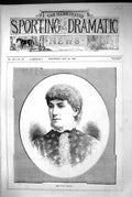 Original Old Antique Print 1883 Portrait Miss Julia Sydney Beautiful Woman 19th