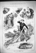 Original Old Antique Print 1883 Scene Fedora Haymarket Theatre Actors Romance