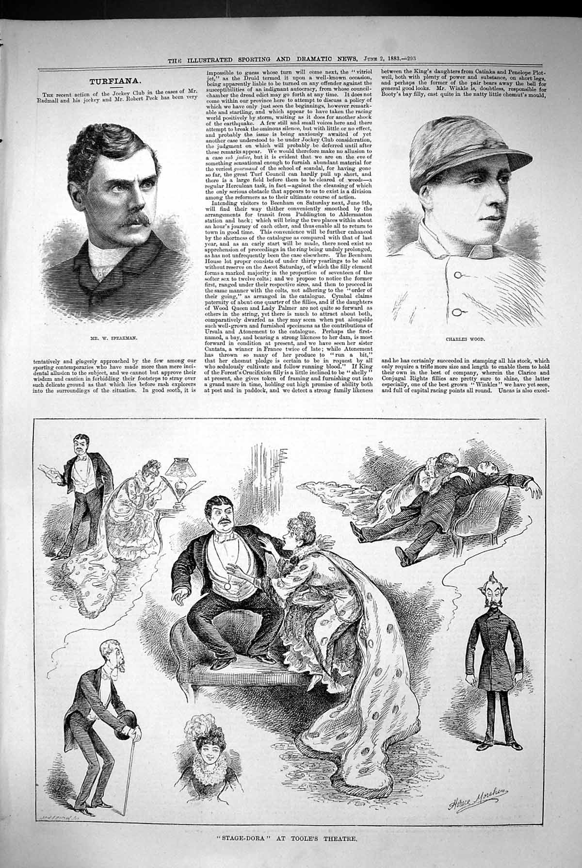 Old 1883 Portrait Speakman Charles Wood Stage-Dora Toole'S Theatre Ac Victorian
