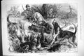Antique Print 1883 Otter Hunting Hounds Attacking Dogs Huntsmen Sport Moore