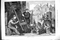 Antique Old Print 1883 Men Prepairing For The Fair Entertainer Performing Dog