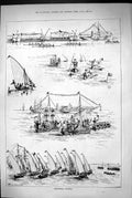 Original Old Antique Print 1883 Alexandra Regatta Sailing Yachts Sport 19th