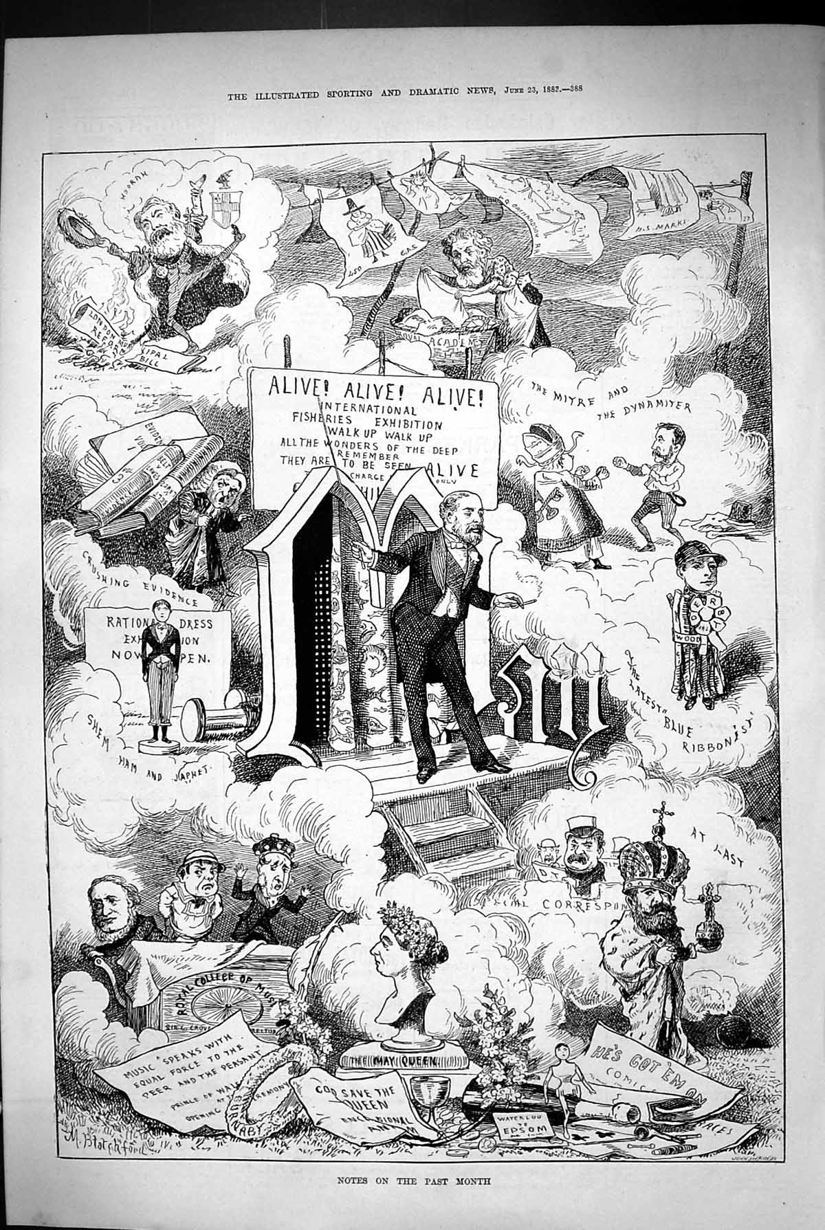 Old Print 1883 Notes The Month International Fisheries Exhibition Colleg 19th