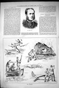 Antique Old Print Portrait Mr Robert Peck 1883 Seal Shooting Hunting Sport 19th